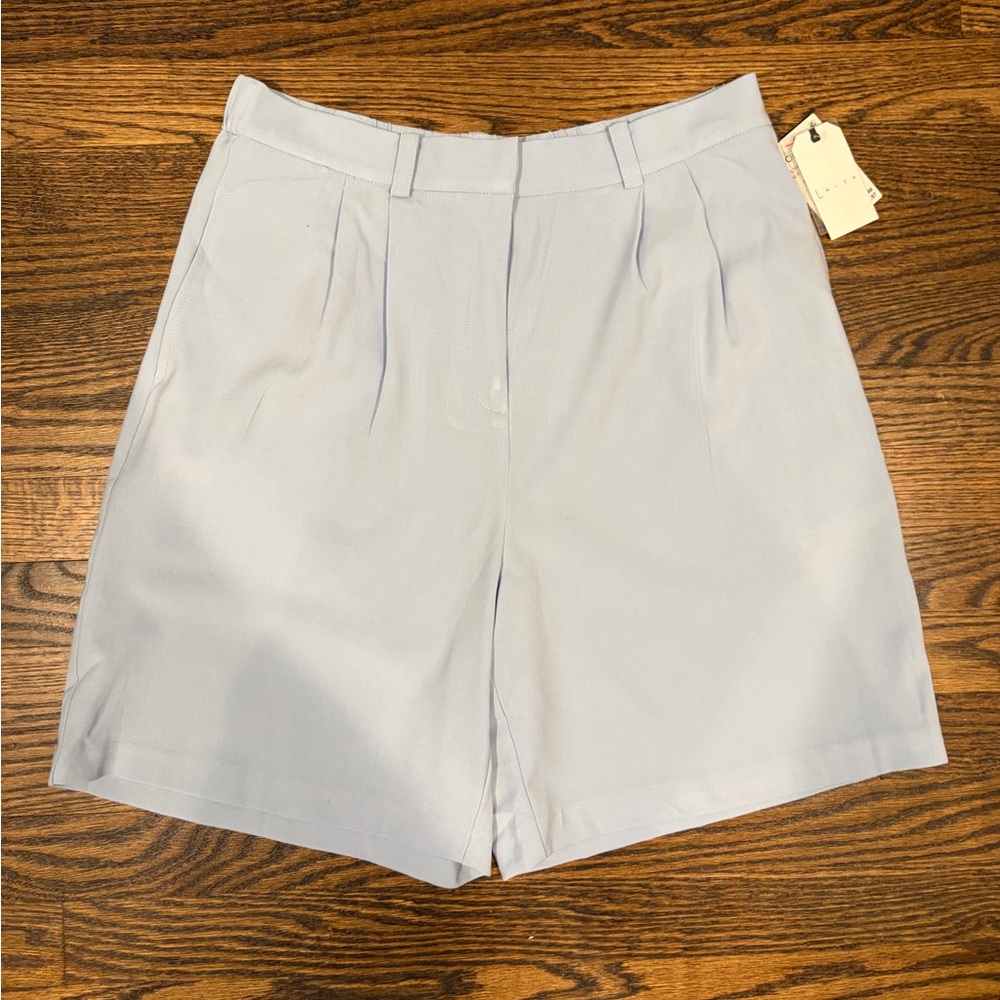 Leith Light Blue High-Waist Tailored Shorts